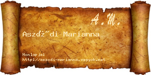 Aszódi Marianna névjegykártya